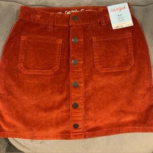 NWT: High Rise/Adjustable waist, burnt orange skirt. Perfect for back-to-school!